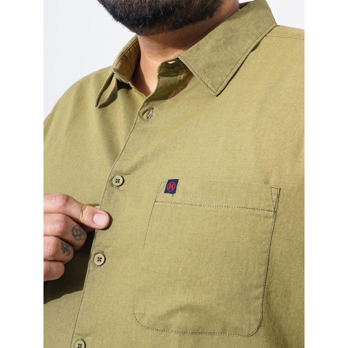 Hardsoda Plus Men Olive Regular Fit Casual Shirt-men-clothing-tshirtsandpolos-tshirts-image-2