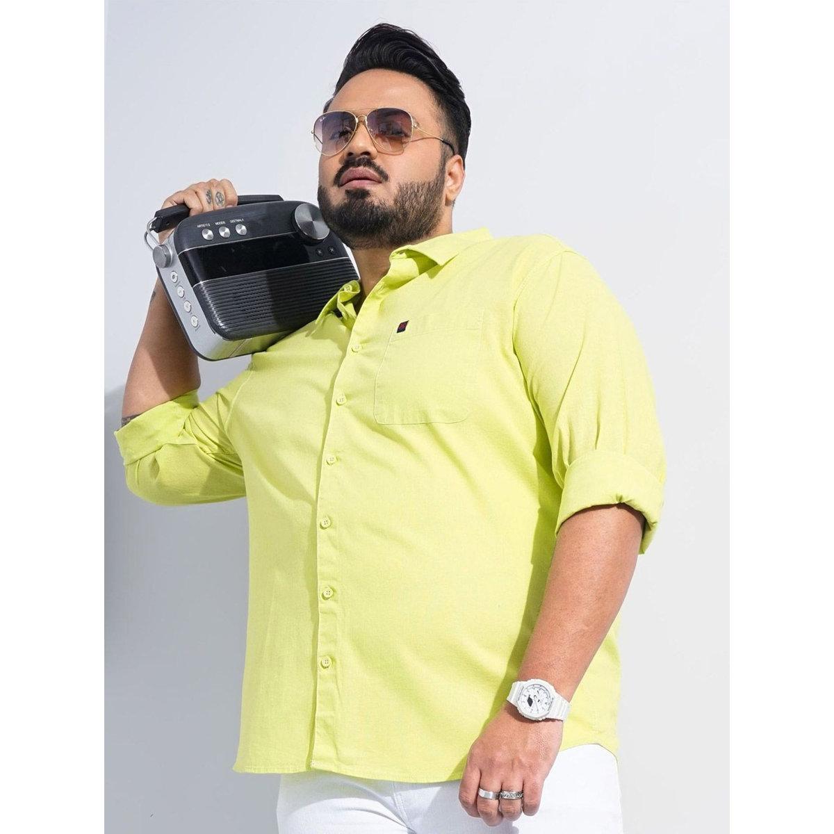 Hardsoda Plus Men Green Regular Fit Casual Shirt-men-clothing-tshirtsandpolos-tshirts-image-1