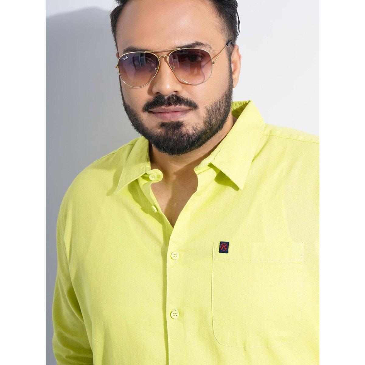 Hardsoda Plus Men Green Regular Fit Casual Shirt-men-clothing-tshirtsandpolos-tshirts-image-2
