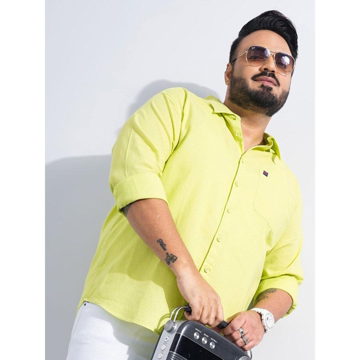 Hardsoda Plus Men Green Regular Fit Casual Shirt-men-clothing-tshirtsandpolos-tshirts-image-3