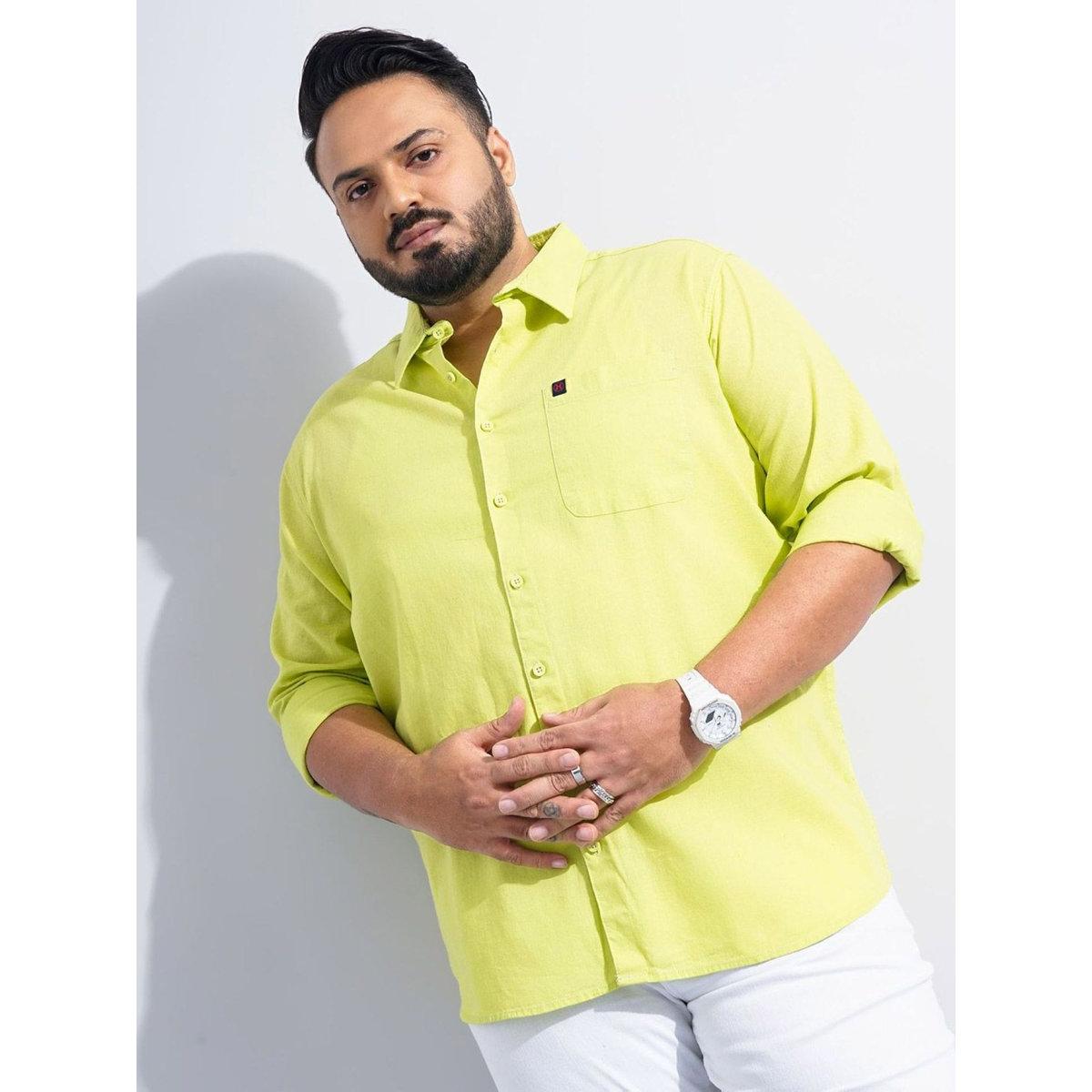Hardsoda Plus Men Green Regular Fit Casual Shirt-men-clothing-tshirtsandpolos-tshirts-image-5