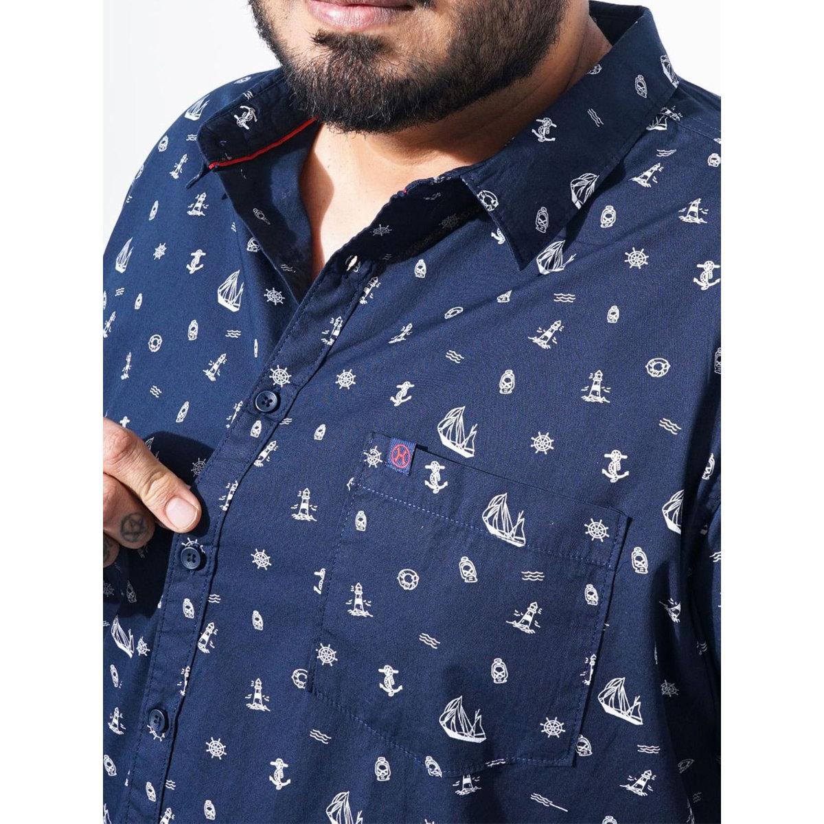 Hardsoda Plus Men Navy Regular Fit Printed Casual Shirt-men-clothing-tshirtsandpolos-tshirts-image-2