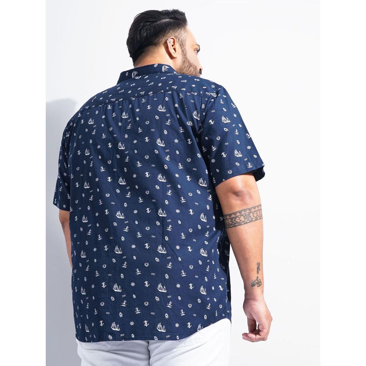 Hardsoda Plus Men Navy Regular Fit Printed Casual Shirt-men-clothing-tshirtsandpolos-tshirts-image-3