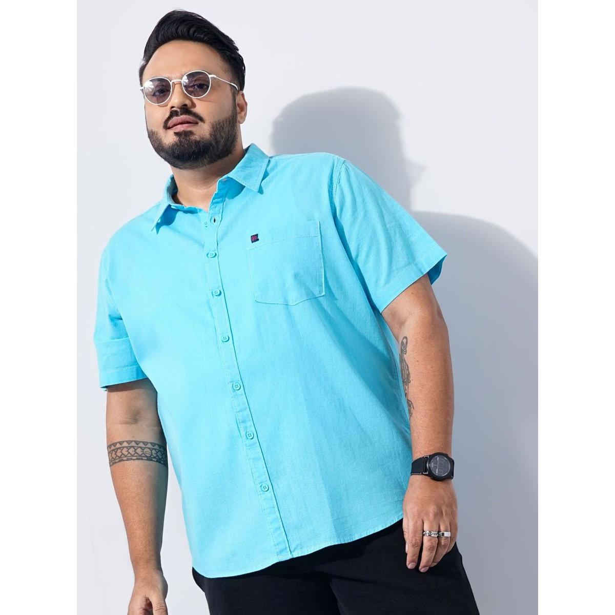 Hardsoda Plus Men Turquoise Regular Fit Casual Shirt-men-clothing-tshirtsandpolos-tshirts-image-1