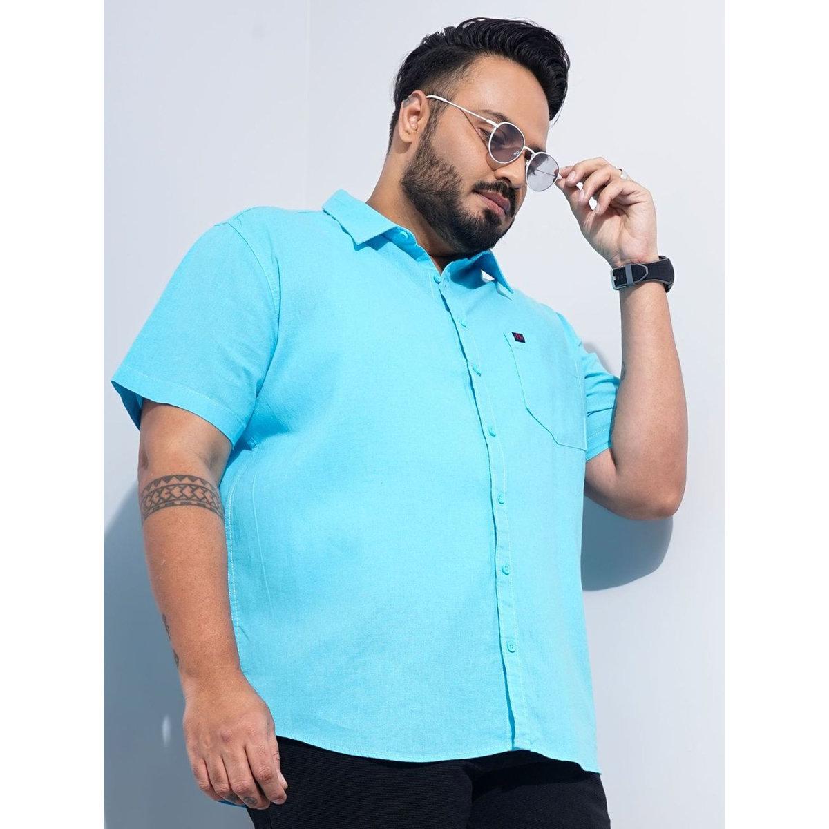 Hardsoda Plus Men Turquoise Regular Fit Casual Shirt-men-clothing-tshirtsandpolos-tshirts-image-3