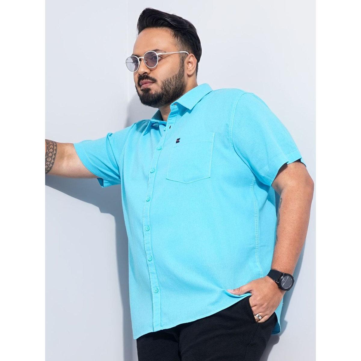 Hardsoda Plus Men Turquoise Regular Fit Casual Shirt-men-clothing-tshirtsandpolos-tshirts-image-5
