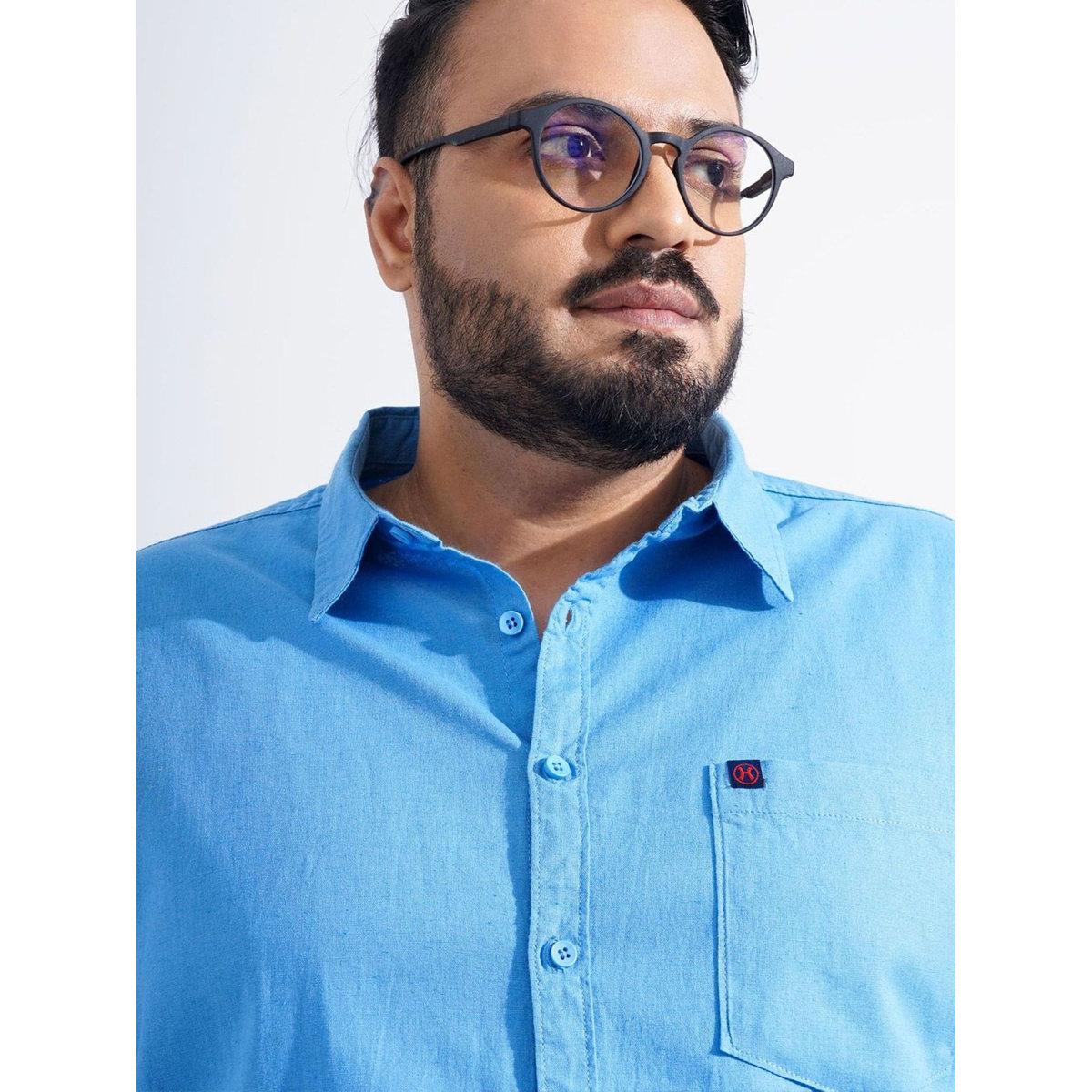 Hardsoda Plus Men Blue Regular Fit Casual Shirt-men-clothing-tshirtsandpolos-tshirts-image-2