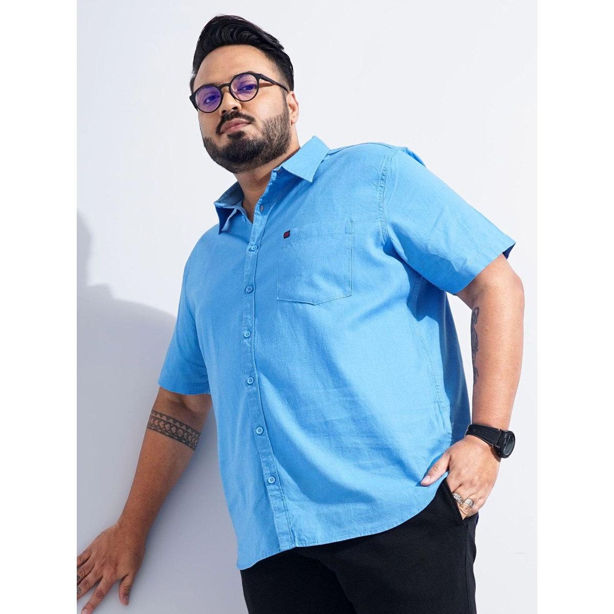 Hardsoda Plus Men Blue Regular Fit Casual Shirt-men-clothing-tshirtsandpolos-tshirts-image-5
