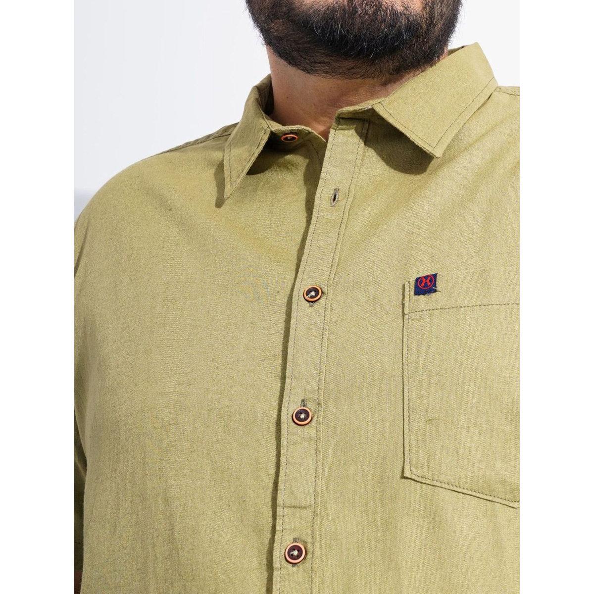 Hardsoda Plus Men Olive Regular Fit Casual Shirt-men-clothing-tshirtsandpolos-tshirts-image-2
