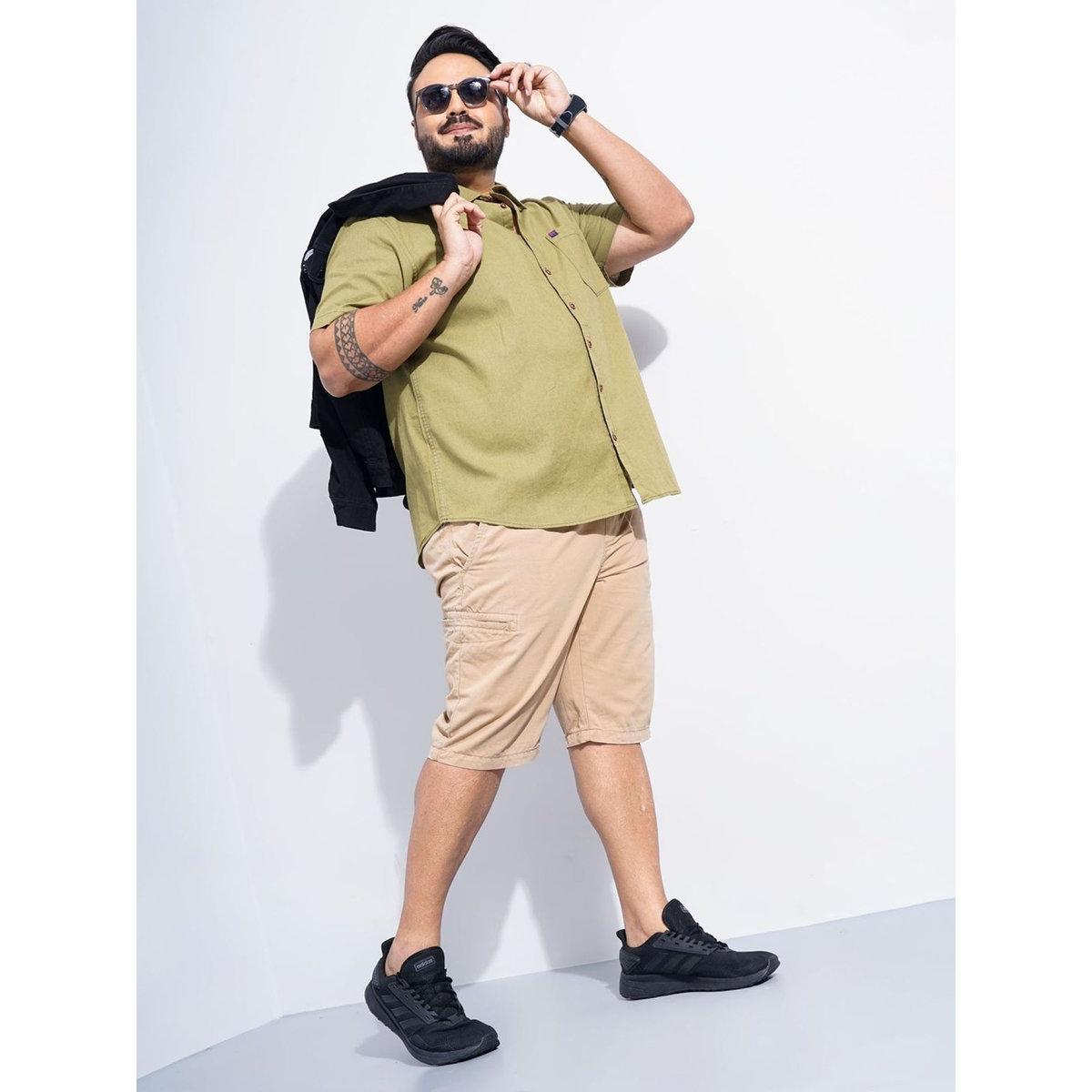 Hardsoda Plus Men Olive Regular Fit Casual Shirt-men-clothing-tshirtsandpolos-tshirts-image-5