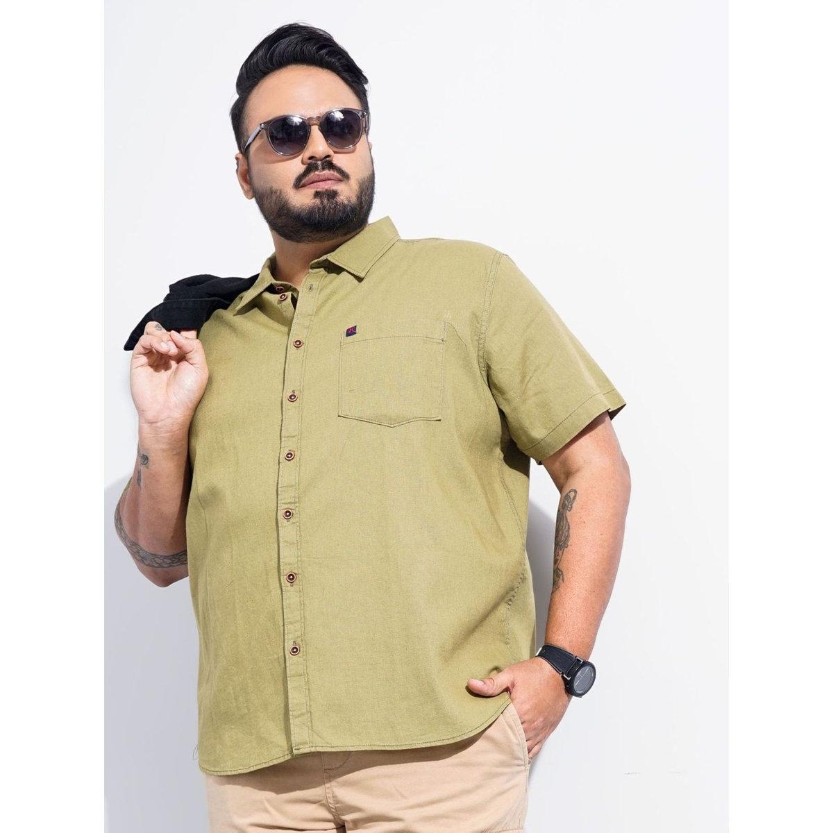 Hardsoda Plus Men Olive Regular Fit Casual Shirt-men-clothing-tshirtsandpolos-tshirts-image-6