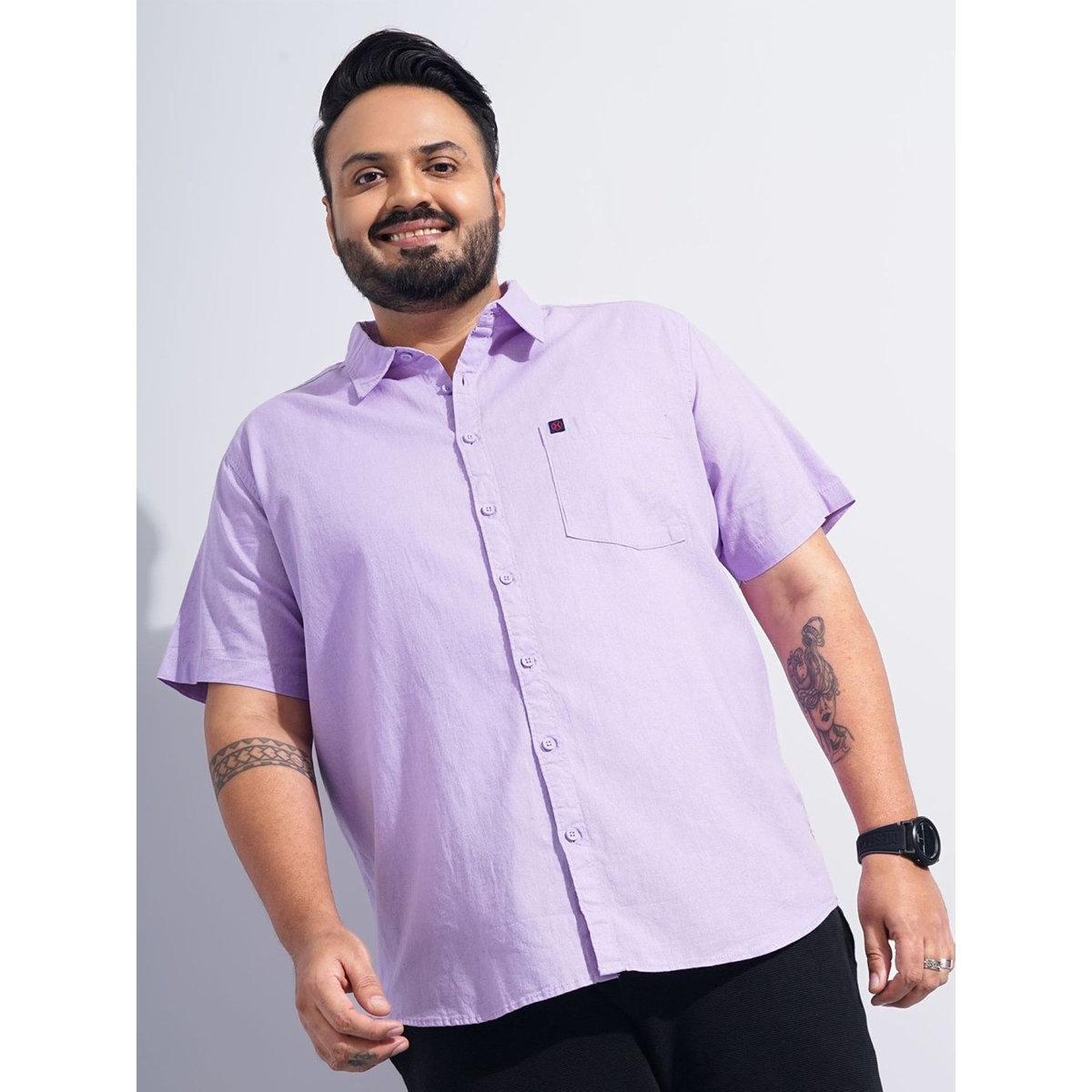 Hardsoda Plus Men Lilac Regular Fit Casual Shirt-men-clothing-tshirtsandpolos-tshirts-image-1