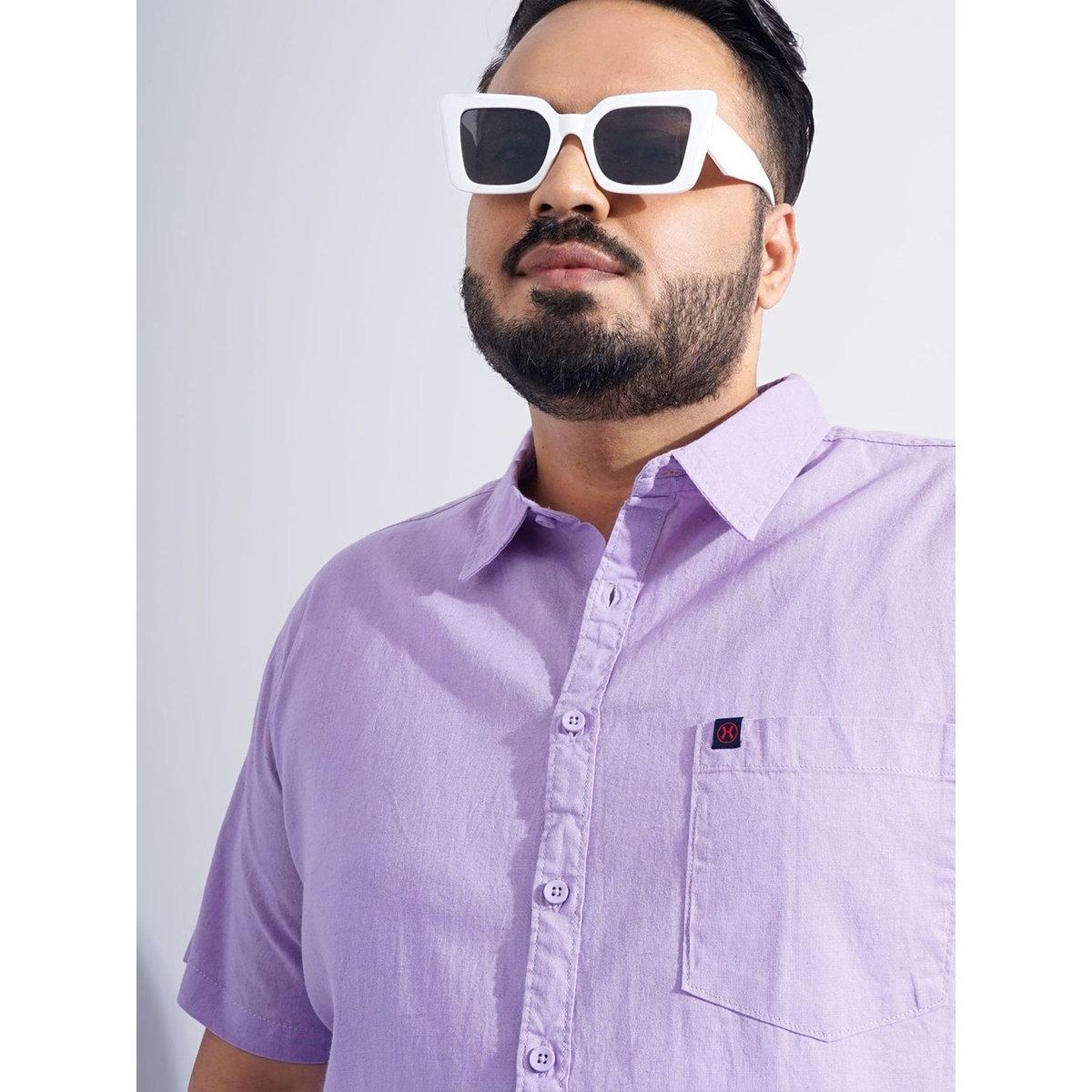 Hardsoda Plus Men Lilac Regular Fit Casual Shirt-men-clothing-tshirtsandpolos-tshirts-image-2