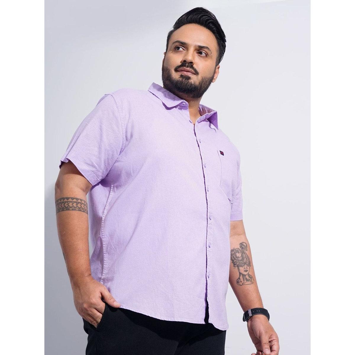 Hardsoda Plus Men Lilac Regular Fit Casual Shirt-men-clothing-tshirtsandpolos-tshirts-image-3