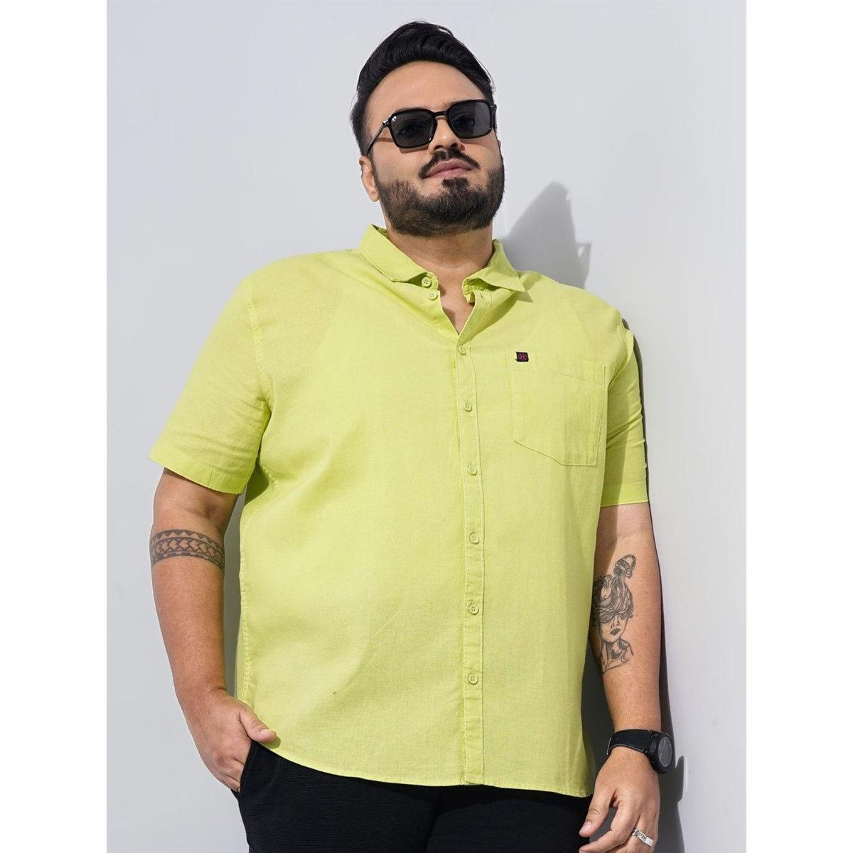 Hardsoda Plus Men Green Regular Fit Casual Shirt-men-clothing-tshirtsandpolos-tshirts-image-1