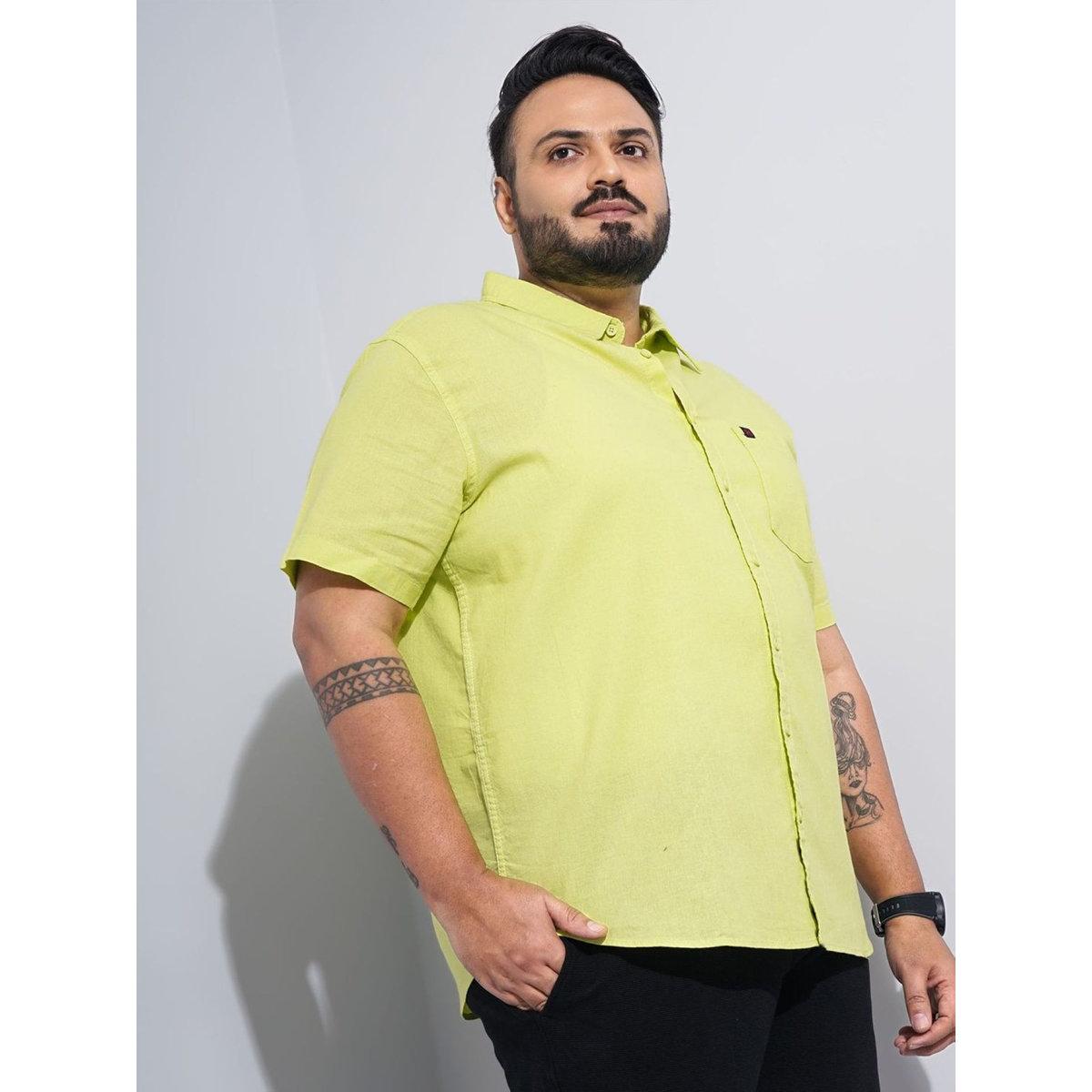 Hardsoda Plus Men Green Regular Fit Casual Shirt-men-clothing-tshirtsandpolos-tshirts-image-3