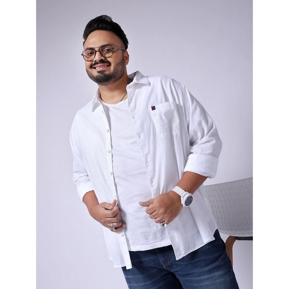 Hardsoda Plus Men White Regular Fit Casual Shirt-men-clothing-tshirtsandpolos-tshirts-image-1