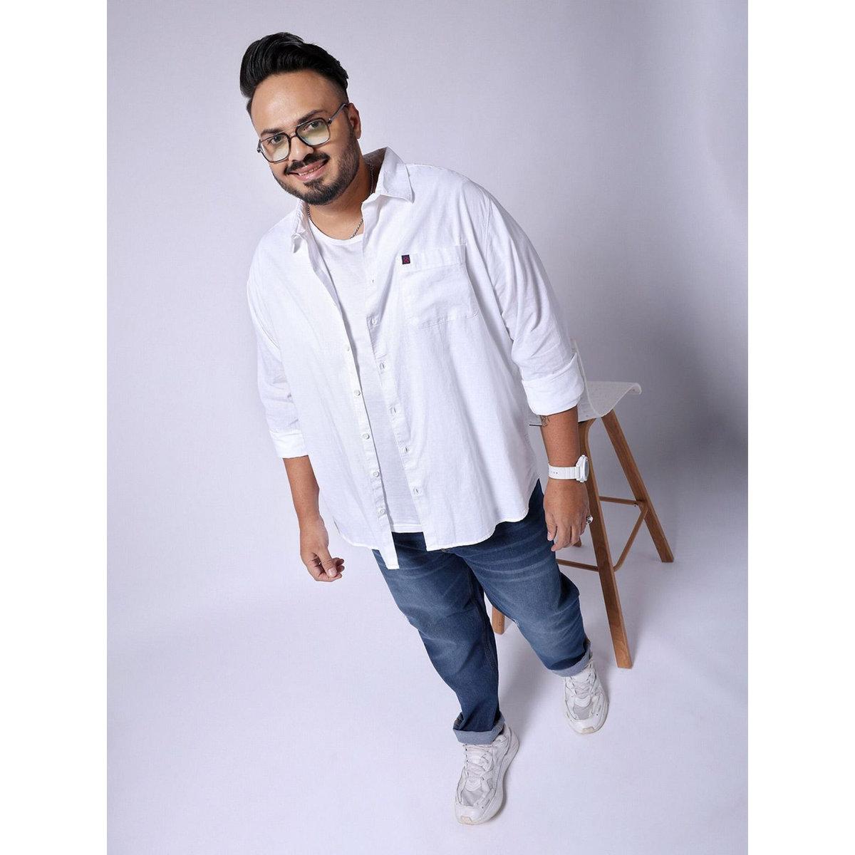 Hardsoda Plus Men White Regular Fit Casual Shirt-men-clothing-tshirtsandpolos-tshirts-image-4
