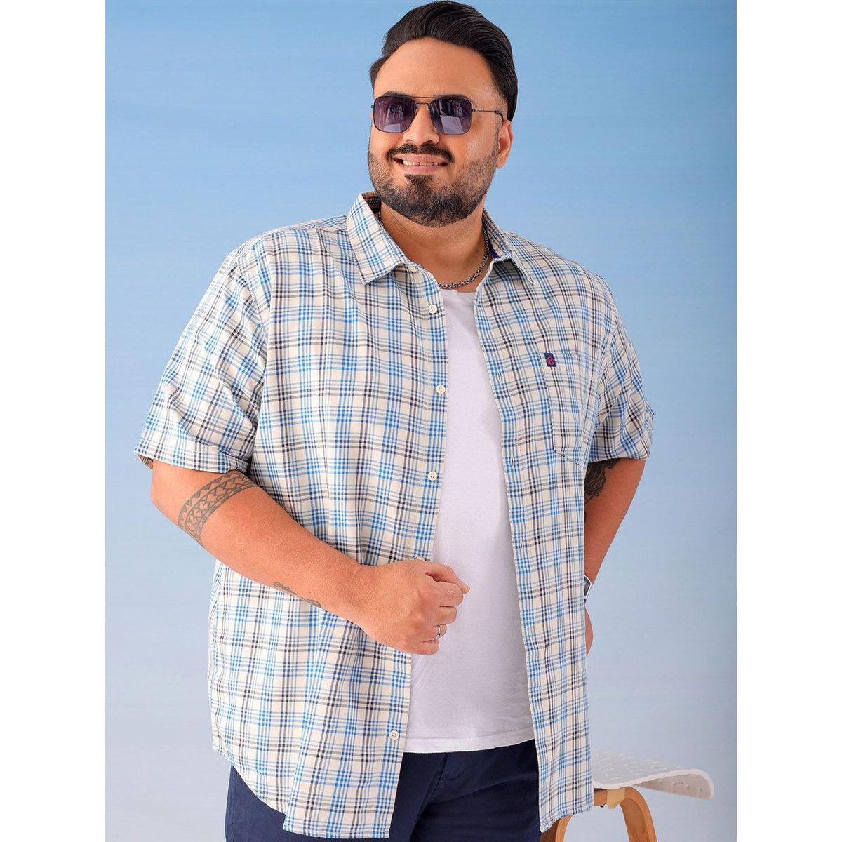 قميص بمقاس كبير وطبعة مربعات-men-clothing-tshirtsandpolos-tshirts-image-6