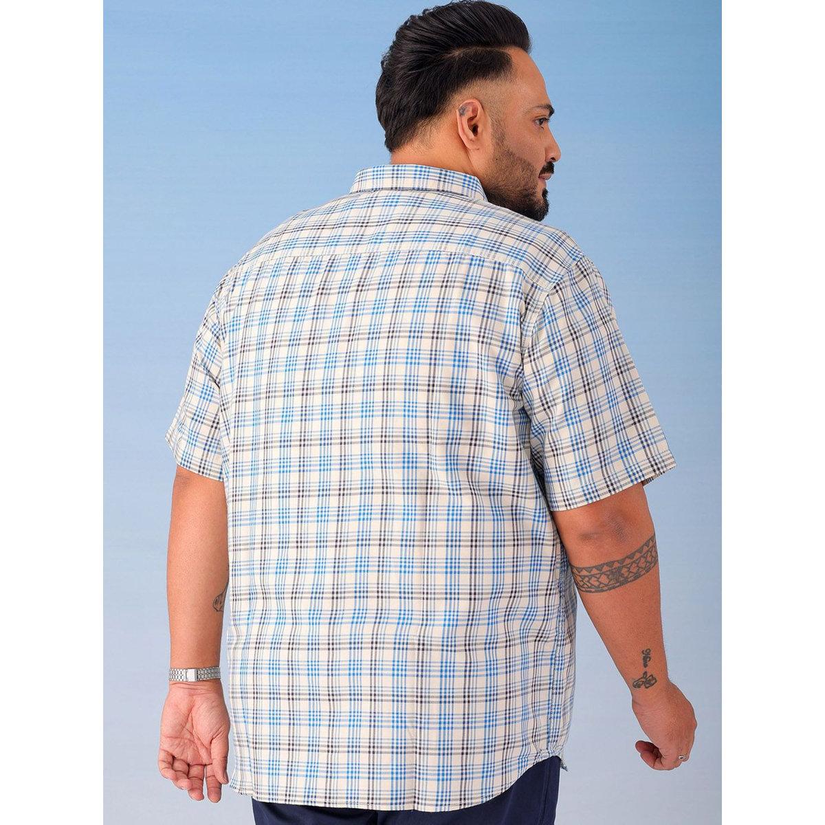 Hardsoda Plus Men Blue Regular Fit Checkered Shirt-men-clothing-tshirtsandpolos-tshirts-image-4