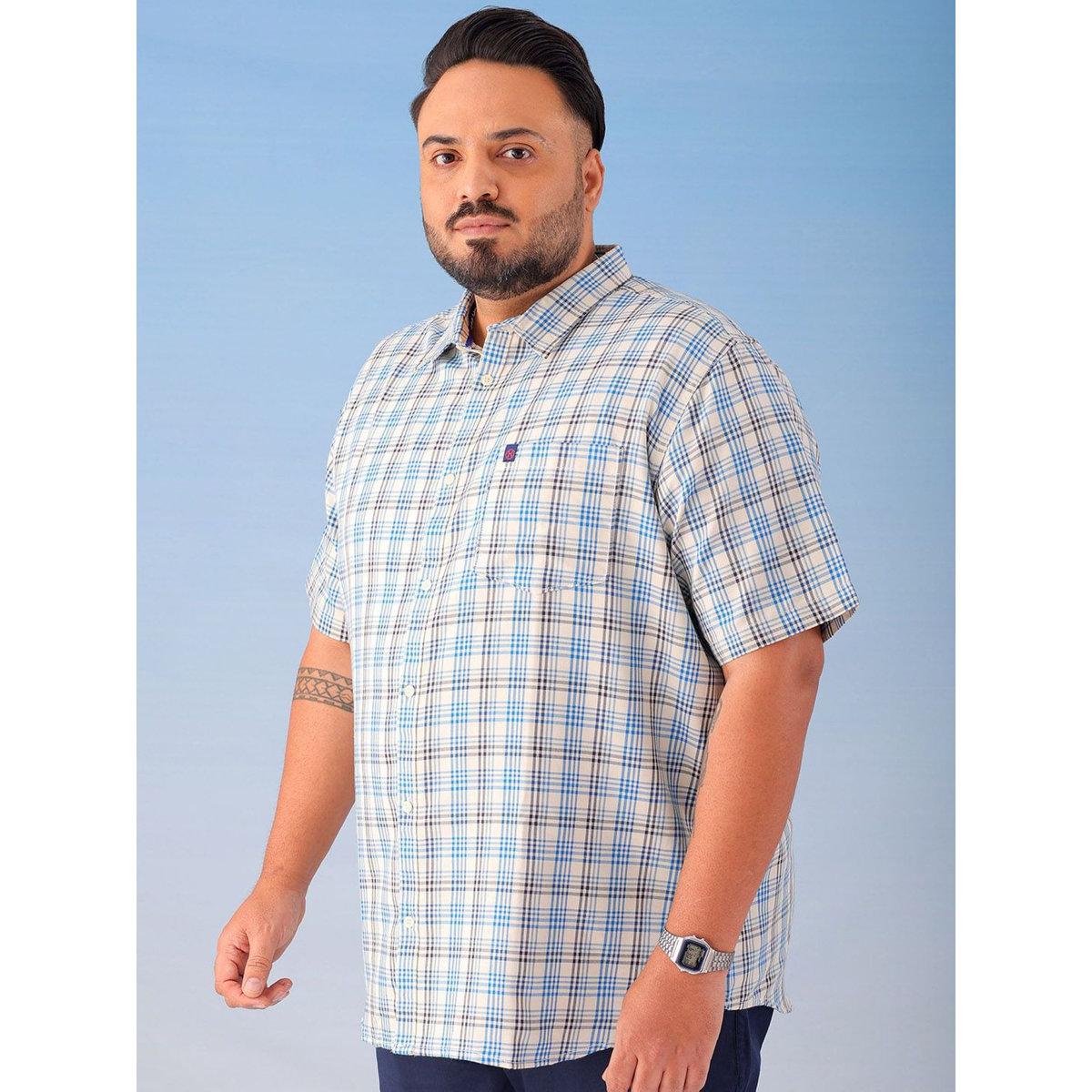قميص بمقاس كبير وطبعة مربعات-men-clothing-tshirtsandpolos-tshirts-image-2