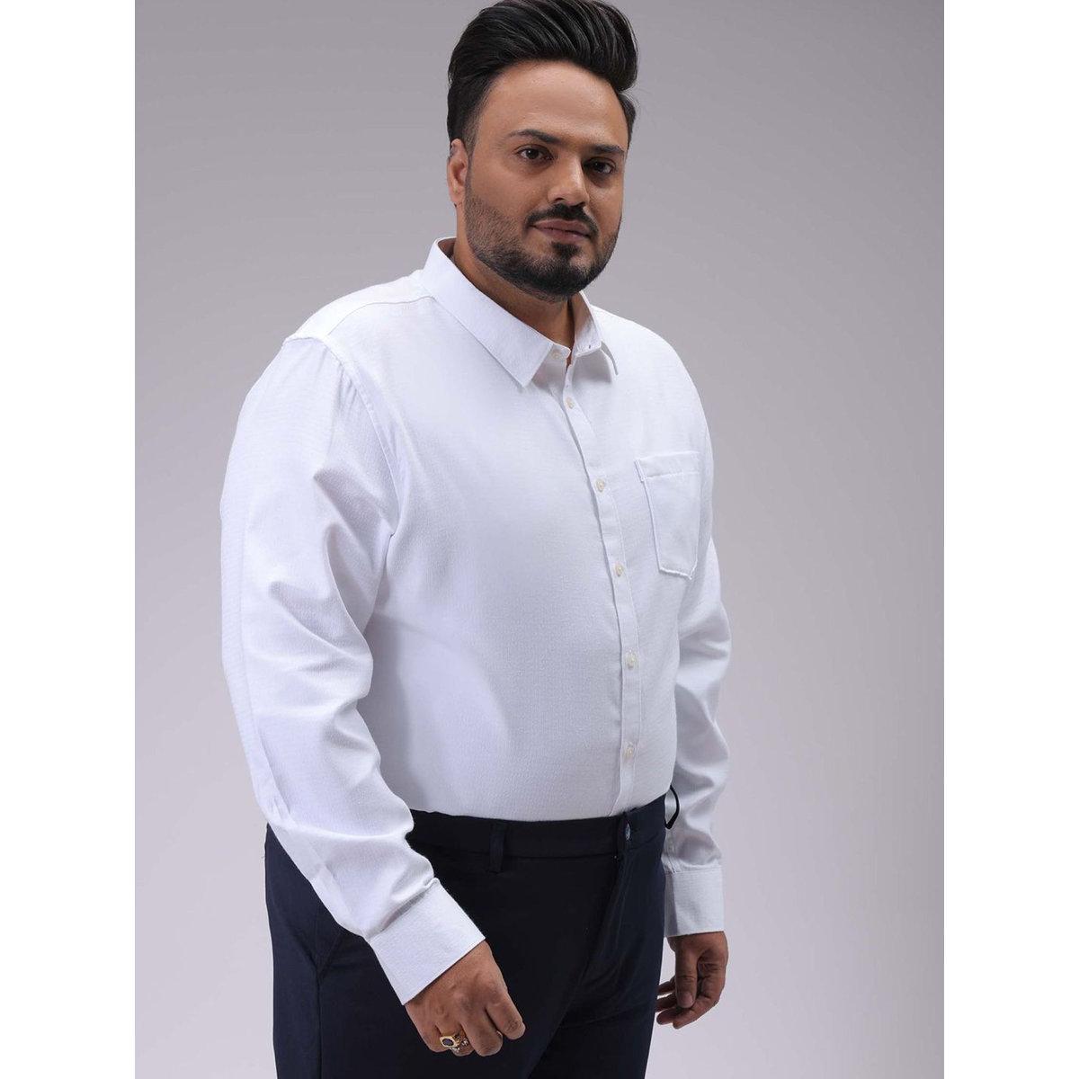 Hardsoda Plus Men White Regular Fit Solid Formal Shirt-men-clothing-tshirtsandpolos-tshirts-image-1