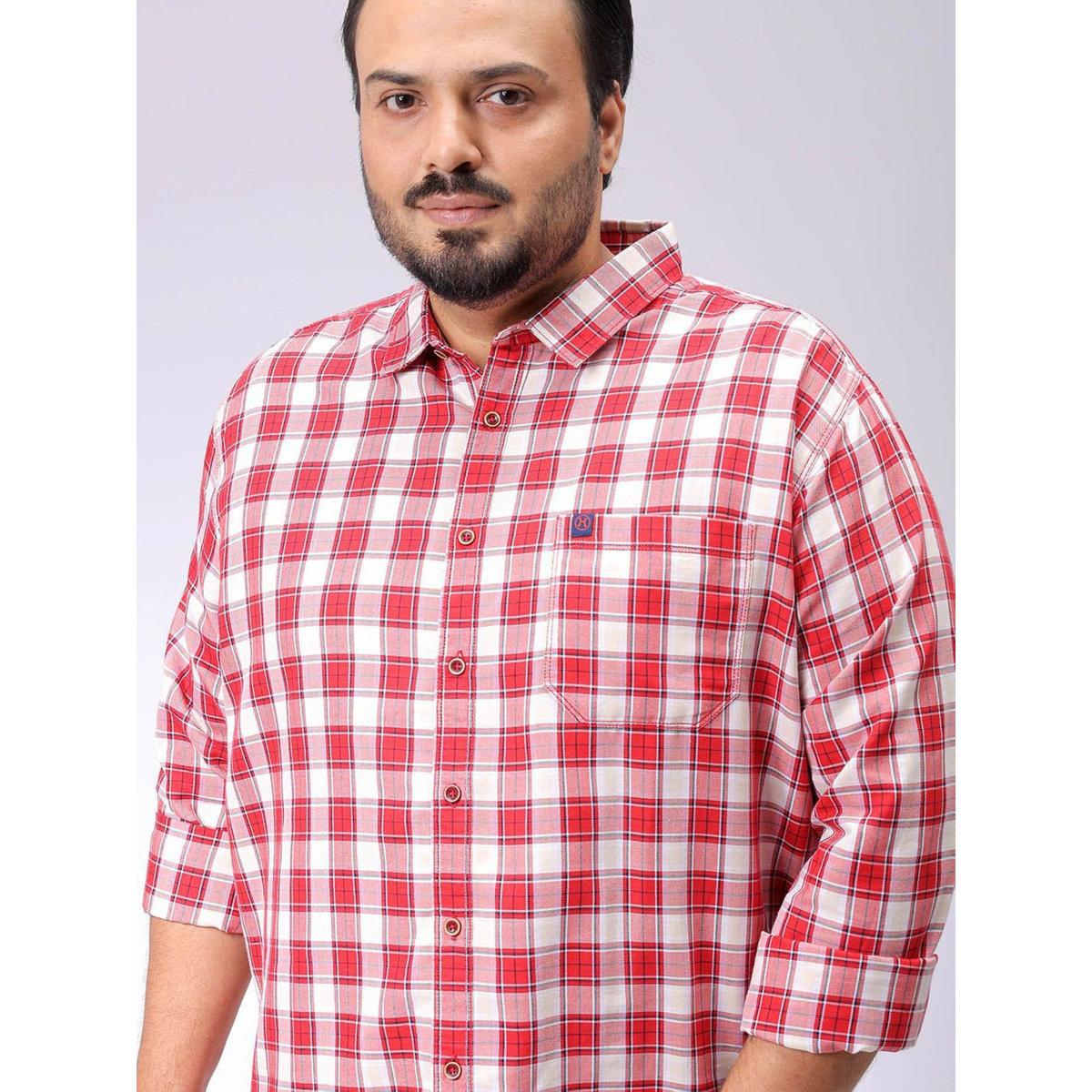 قميص بمقاس كبير وطبعة مربعات-men-clothing-tshirtsandpolos-tshirts-image-1