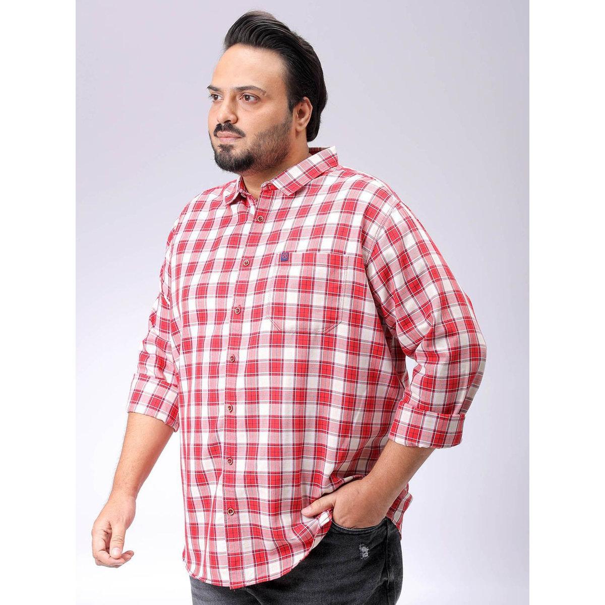 Hardsoda Plus Men Red Regular Fit Checkered Shirt-men-clothing-tshirtsandpolos-tshirts-image-2