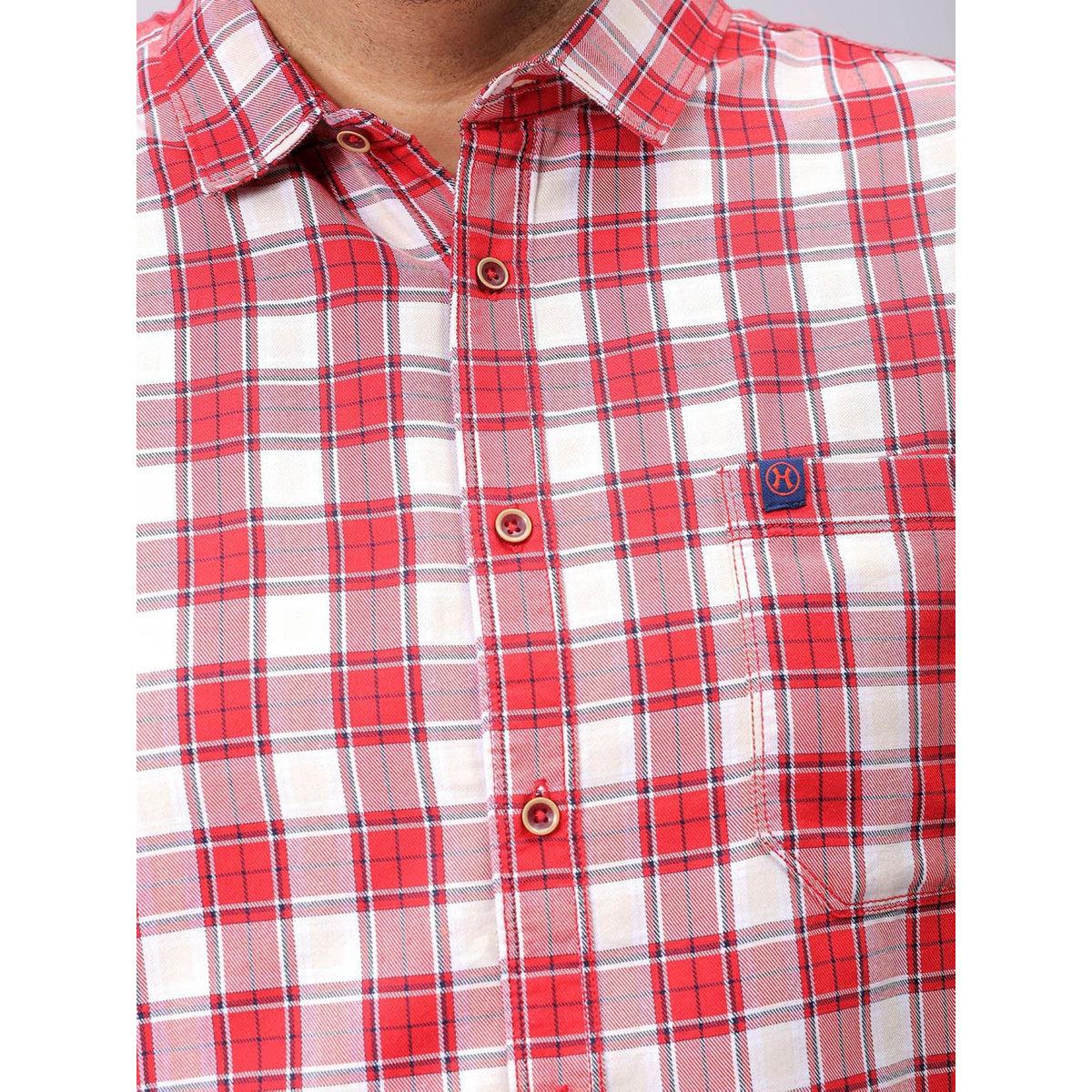 Hardsoda Plus Men Red Regular Fit Checkered Shirt-men-clothing-tshirtsandpolos-tshirts-image-3