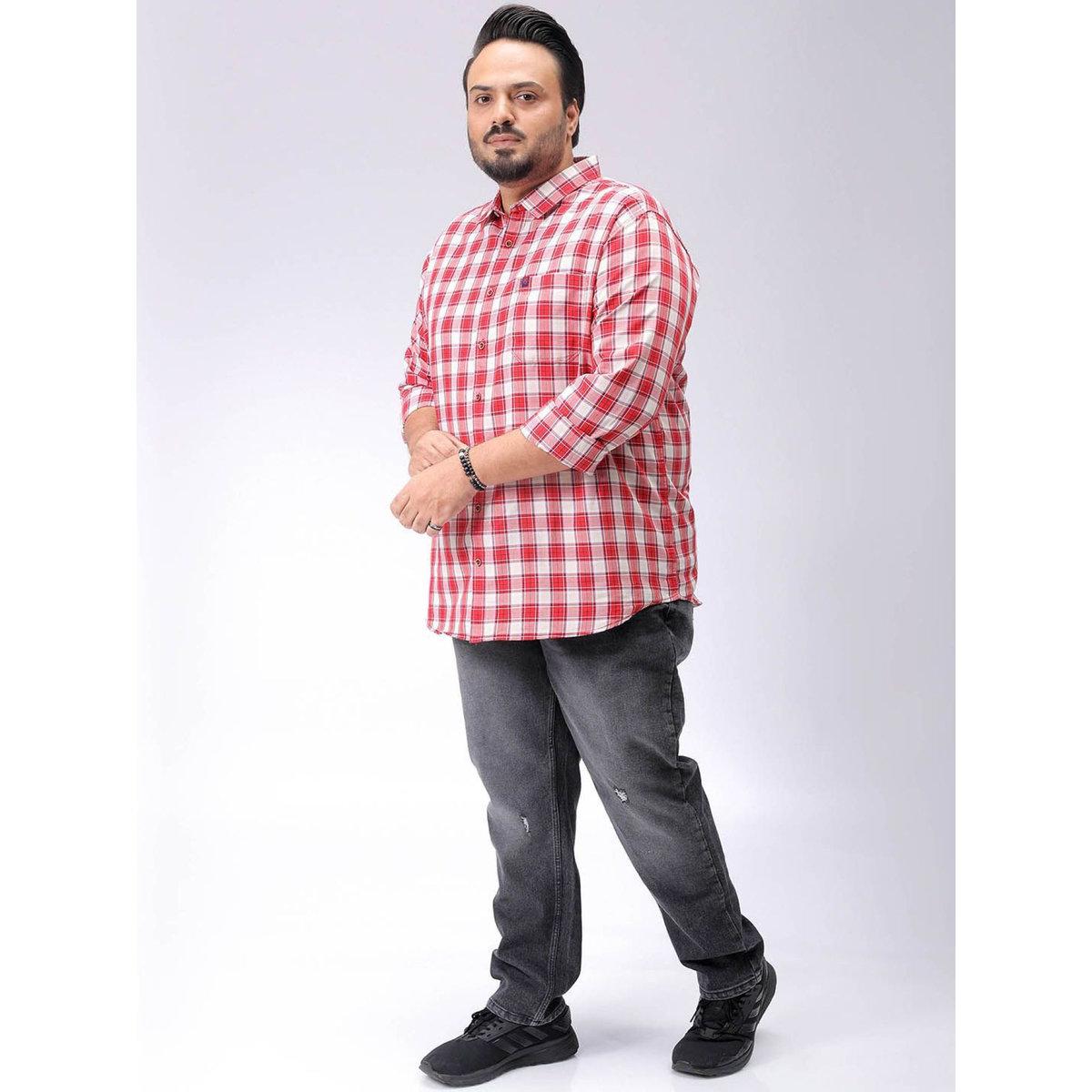 قميص بمقاس كبير وطبعة مربعات-men-clothing-tshirtsandpolos-tshirts-image-6