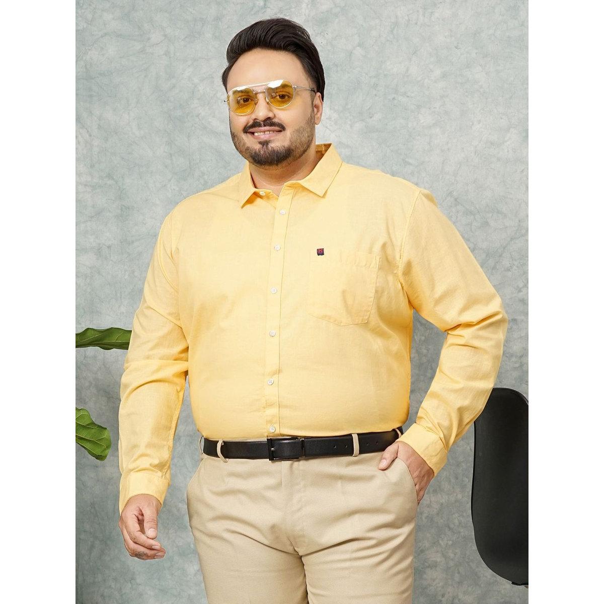 Hardsoda Plus Men Yellow Regular Fit Casual Shirt-men-clothing-tshirtsandpolos-tshirts-image-1