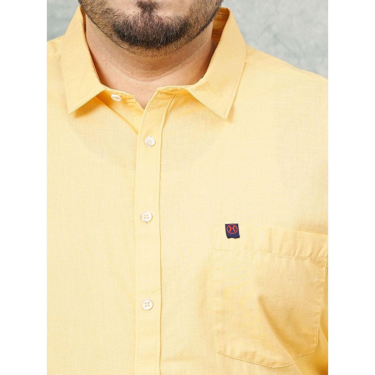 Hardsoda Plus Men Yellow Regular Fit Casual Shirt-men-clothing-tshirtsandpolos-tshirts-image-2
