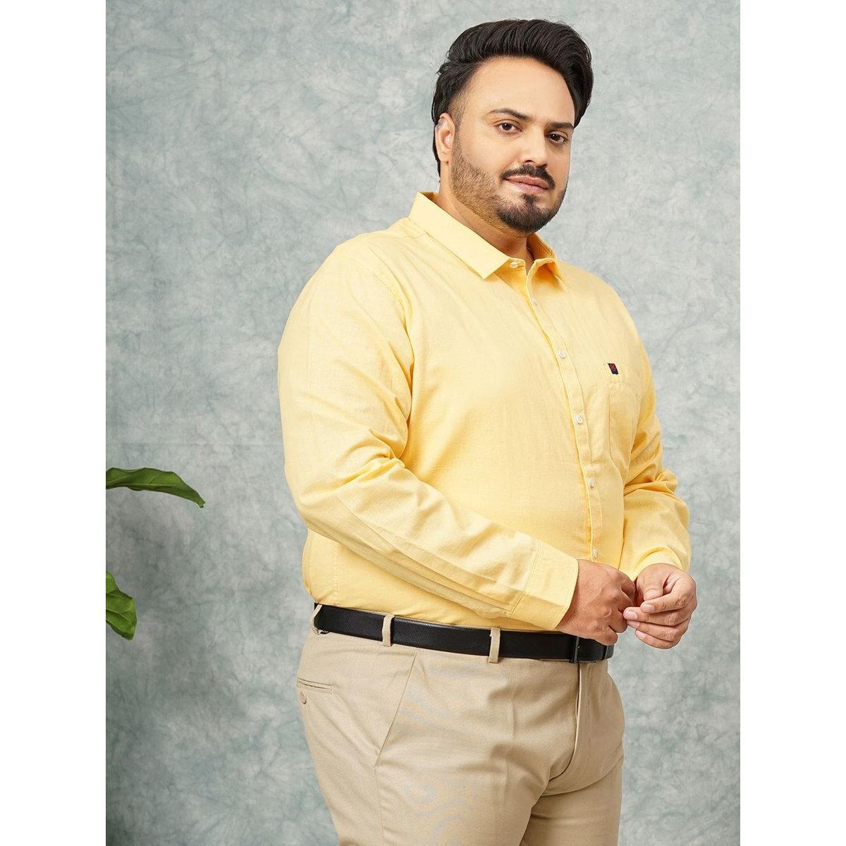 Hardsoda Plus Men Yellow Regular Fit Casual Shirt-men-clothing-tshirtsandpolos-tshirts-image-3
