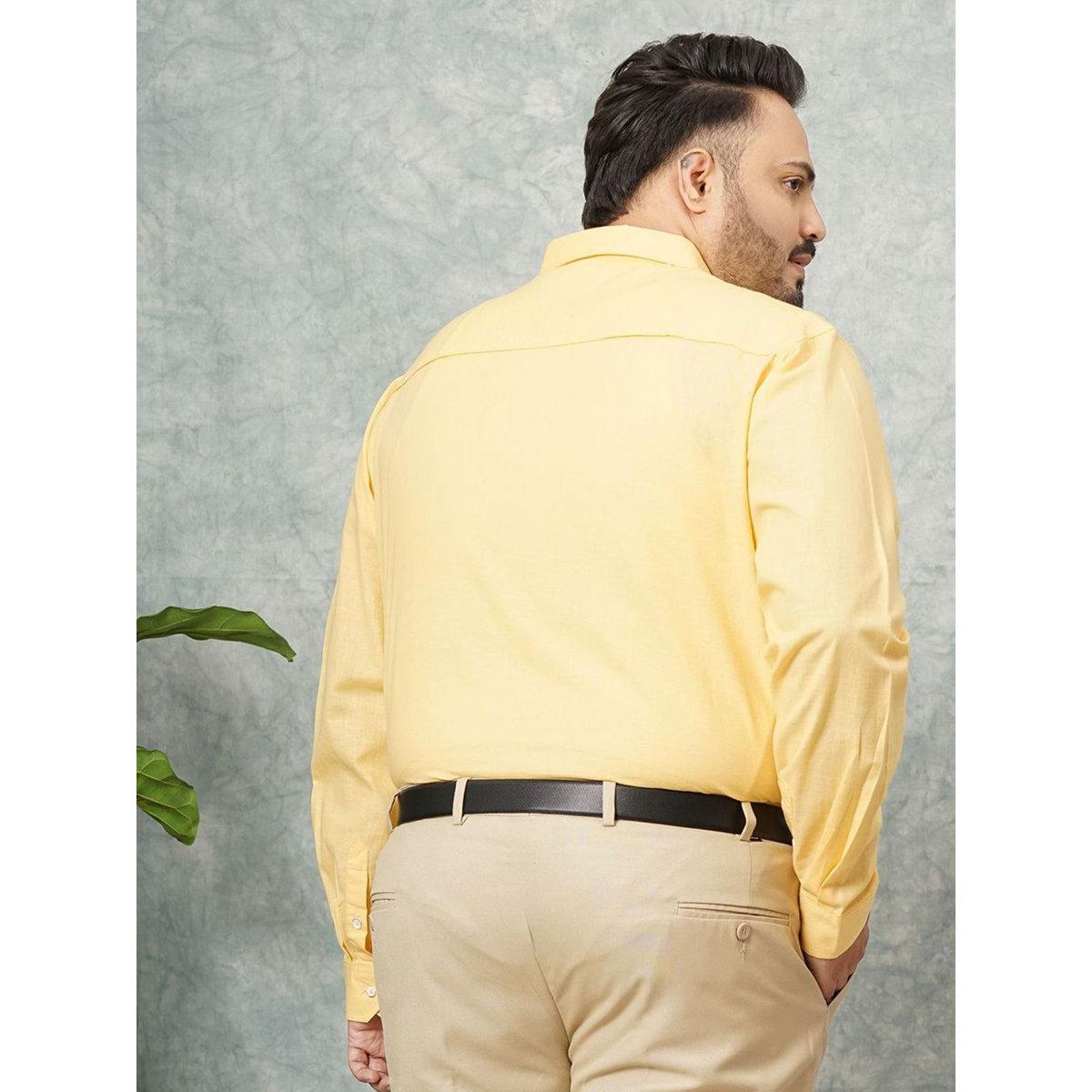 Hardsoda Plus Men Yellow Regular Fit Casual Shirt-men-clothing-tshirtsandpolos-tshirts-image-4