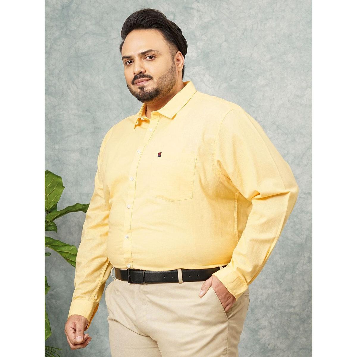 Hardsoda Plus Men Yellow Regular Fit Casual Shirt-men-clothing-tshirtsandpolos-tshirts-image-5