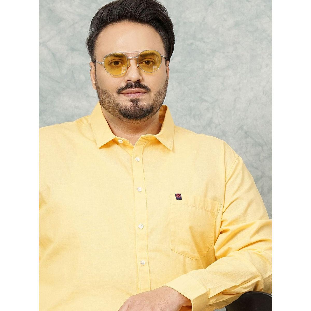 Hardsoda Plus Men Yellow Regular Fit Casual Shirt-men-clothing-tshirtsandpolos-tshirts-image-7
