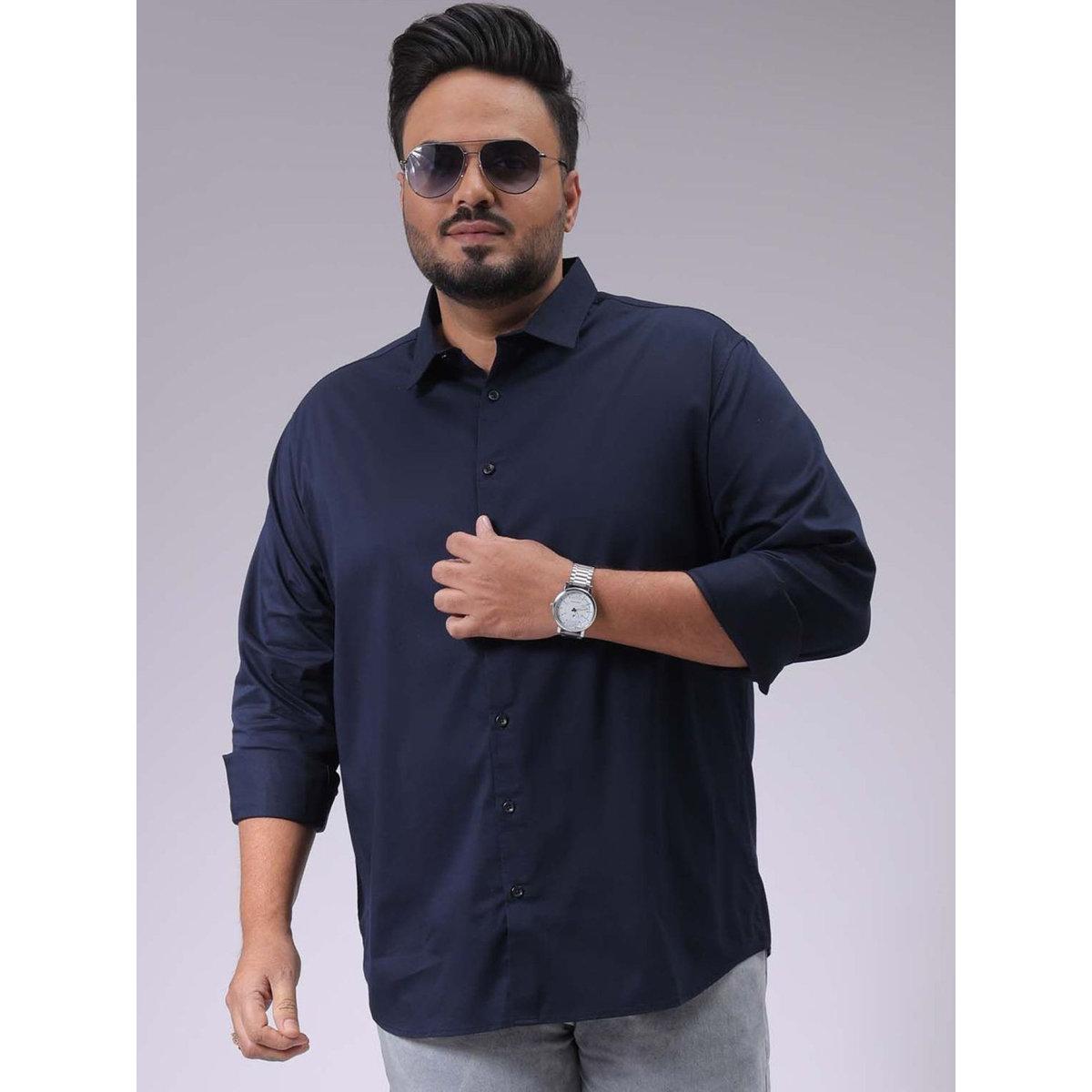 Hardsoda Plus Men Navy Regular Fit Casual Shirt-men-clothing-tshirtsandpolos-tshirts-image-1