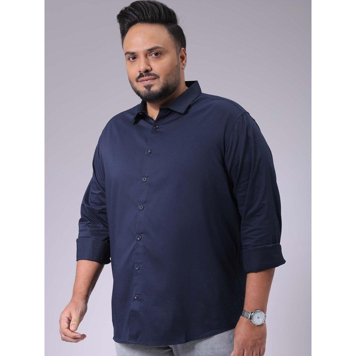 Hardsoda Plus Men Navy Regular Fit Casual Shirt-men-clothing-tshirtsandpolos-tshirts-image-5