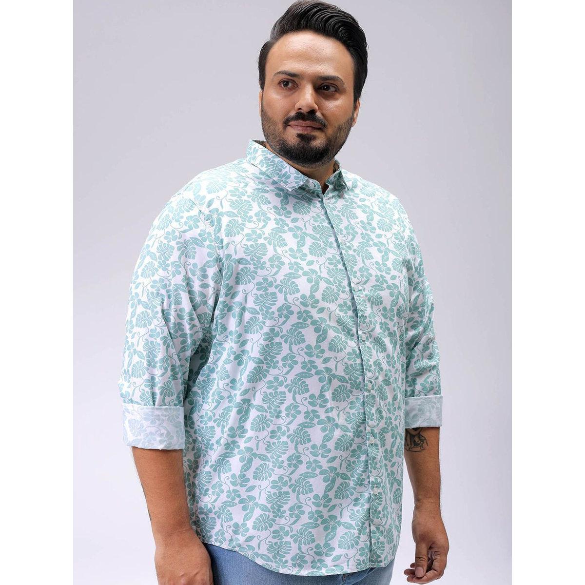 Hardsoda Plus Men Blue Regular Fit Floral Casual Shirt-men-clothing-tshirtsandpolos-tshirts-image-5