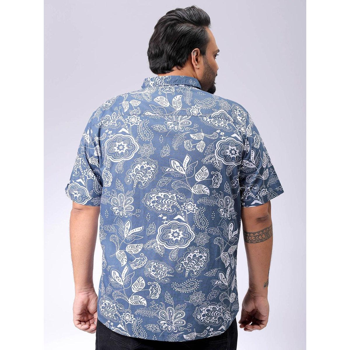 Hardsoda Plus Men Navy Regular Fit Floral Casual Shirt-men-clothing-tshirtsandpolos-tshirts-image-4