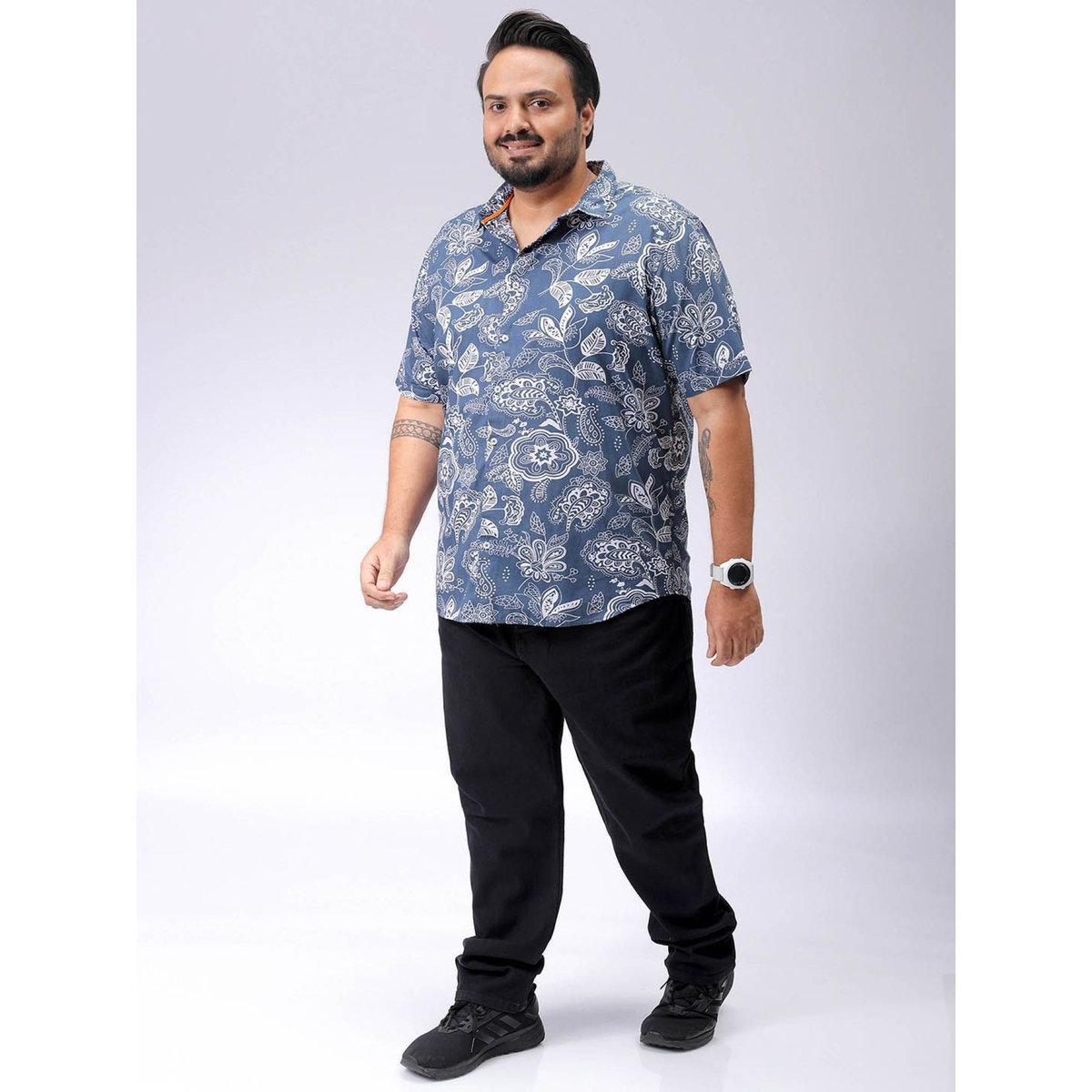 Hardsoda Plus Men Navy Regular Fit Floral Casual Shirt-men-clothing-tshirtsandpolos-tshirts-image-6