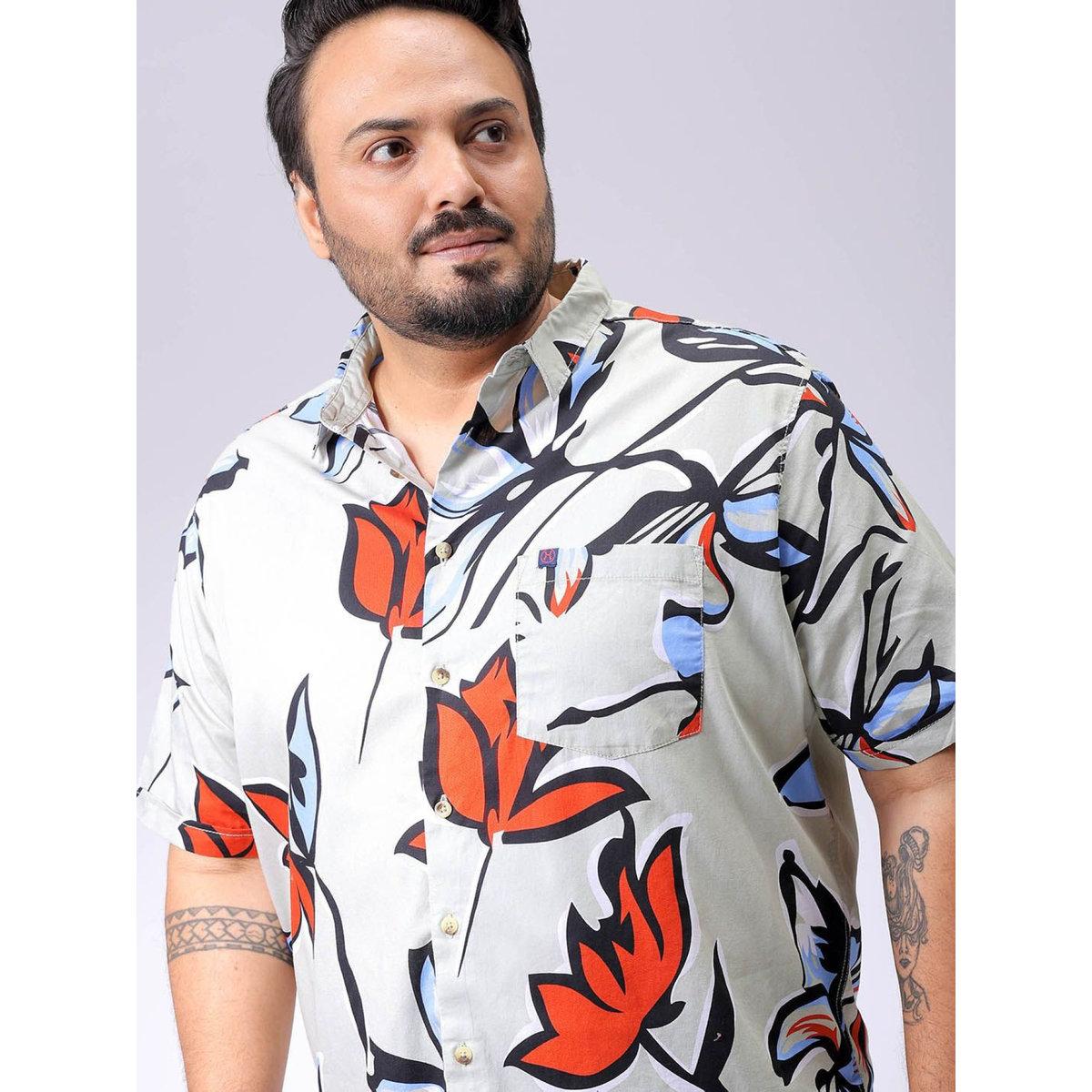 Hardsoda Plus Men Green Regular Fit Tropical Print Shirt-men-clothing-tshirtsandpolos-tshirts-image-1