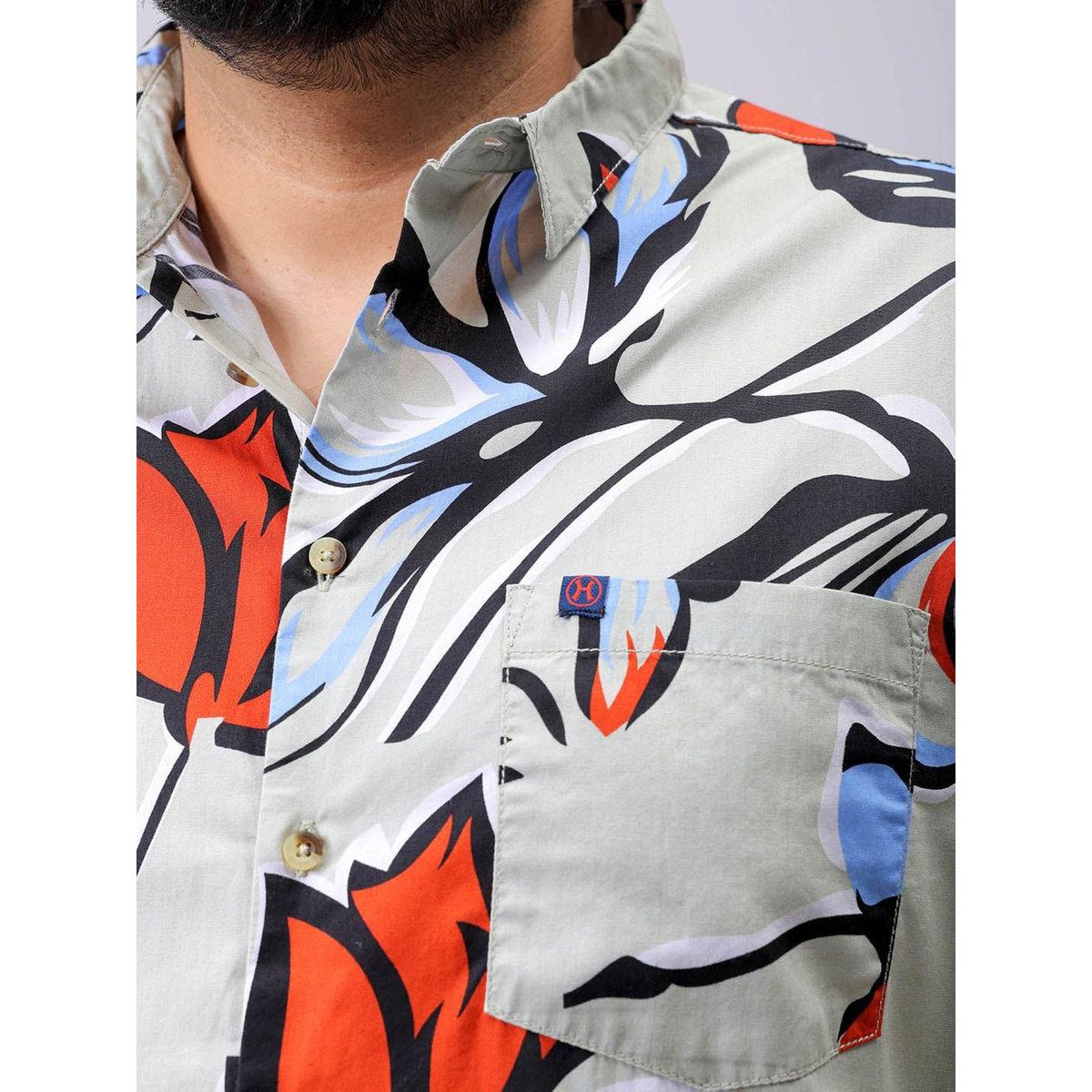 Hardsoda Plus Men Green Regular Fit Tropical Print Shirt-men-clothing-tshirtsandpolos-tshirts-image-3