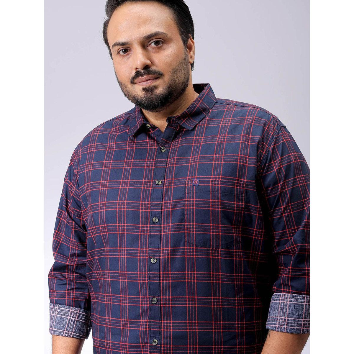قميص بطبعة مربعات بمقاس كبير-men-clothing-tshirtsandpolos-tshirts-image-1