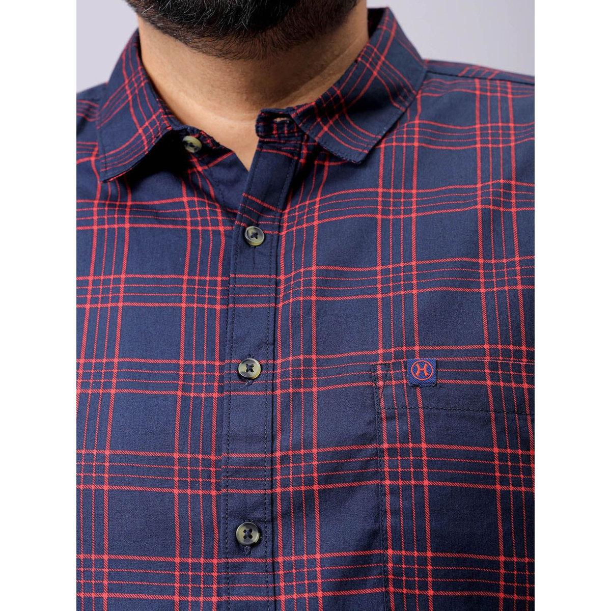 Hardsoda Plus Men Navy Regular Fit Checkered Casual Shirt-men-clothing-tshirtsandpolos-tshirts-image-3