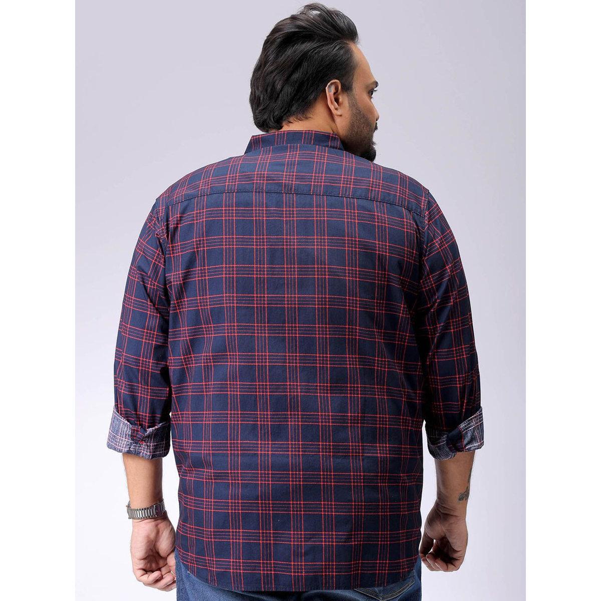 Hardsoda Plus Men Navy Regular Fit Checkered Casual Shirt-men-clothing-tshirtsandpolos-tshirts-image-4
