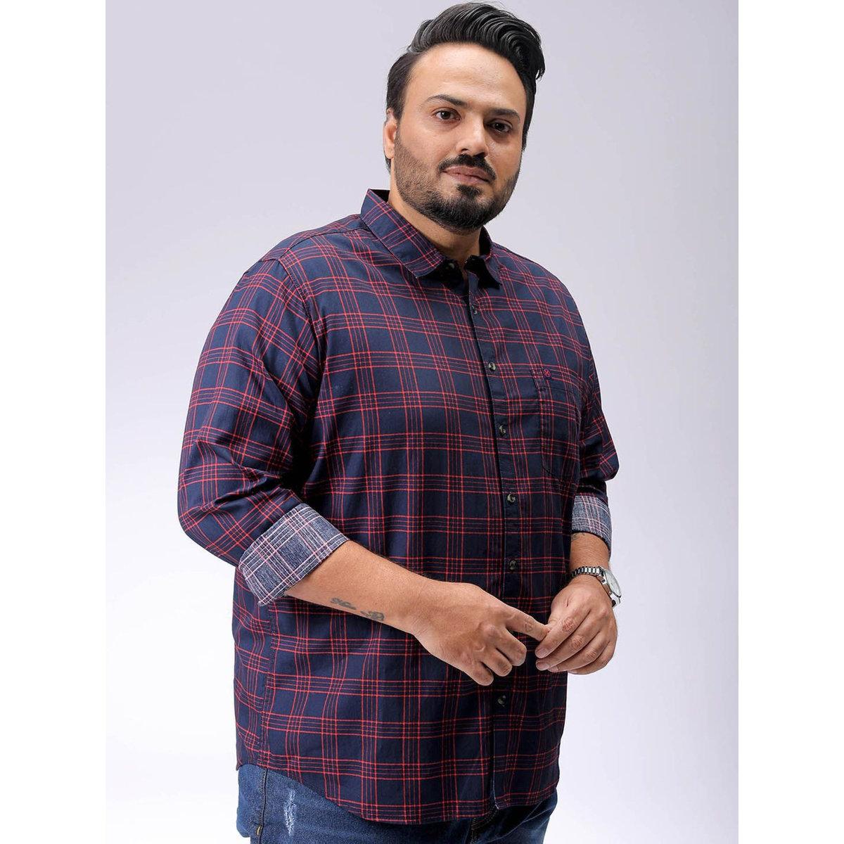 قميص بطبعة مربعات بمقاس كبير-men-clothing-tshirtsandpolos-tshirts-image-5
