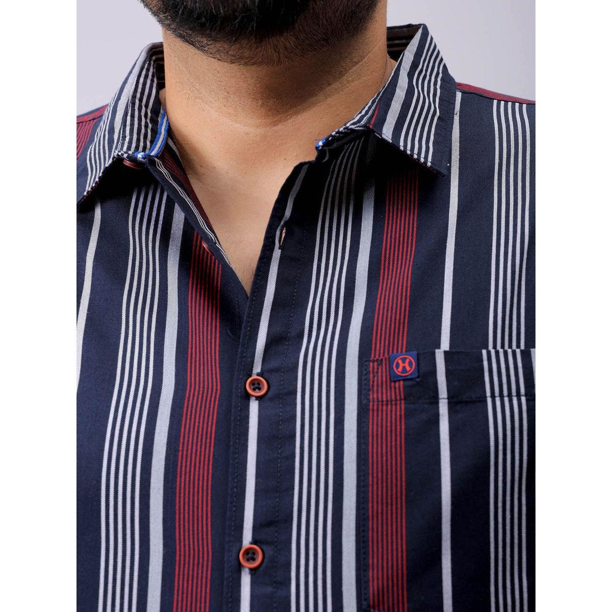 Hardsoda Plus Men Navy Regular Fit Striped Casual Shirt-men-clothing-tshirtsandpolos-tshirts-image-3