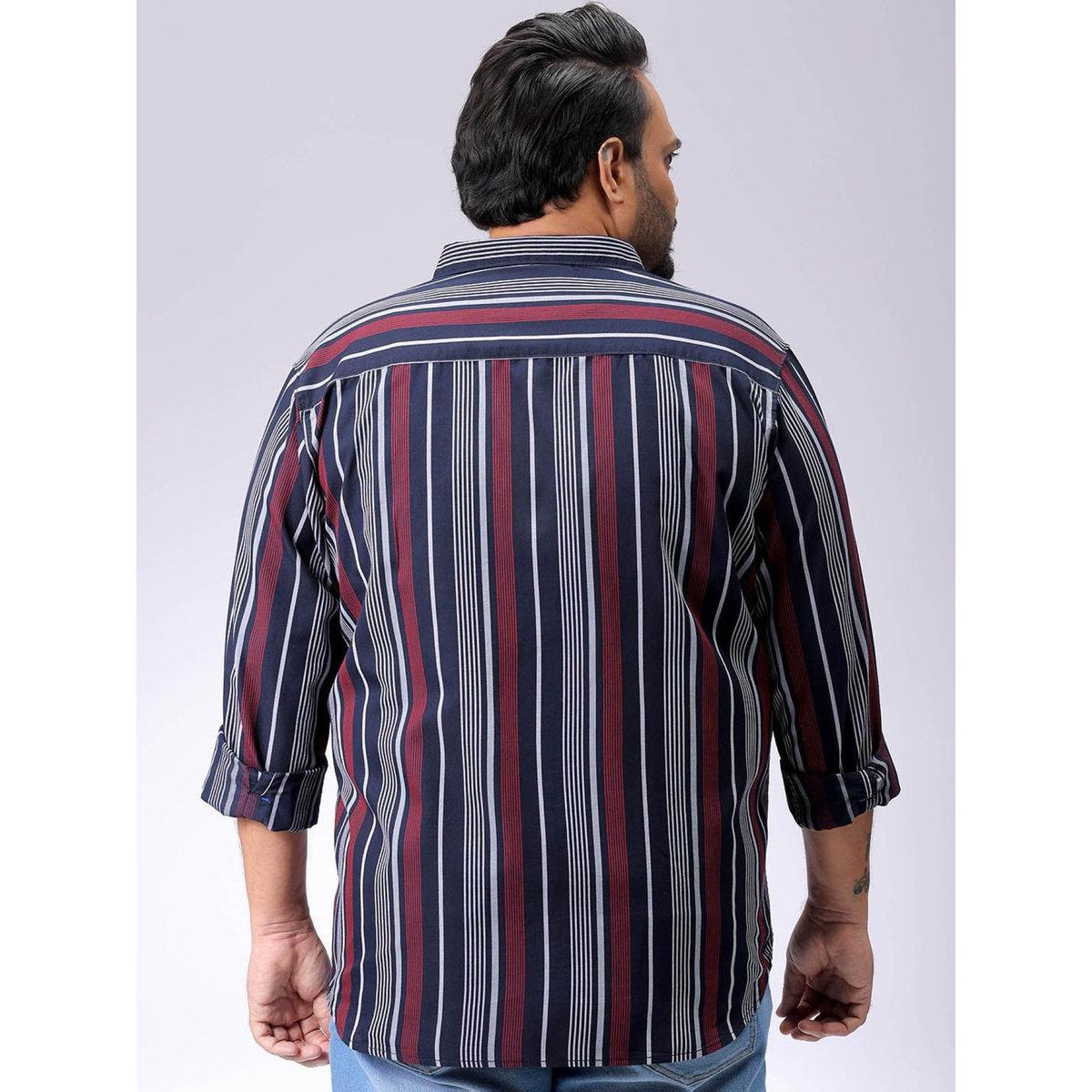 Hardsoda Plus Men Navy Regular Fit Striped Casual Shirt-men-clothing-tshirtsandpolos-tshirts-image-6