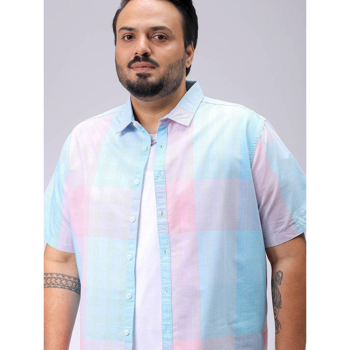 قميص بطبعة مربعات بمقاس كبير-men-clothing-tshirtsandpolos-tshirts-image-1